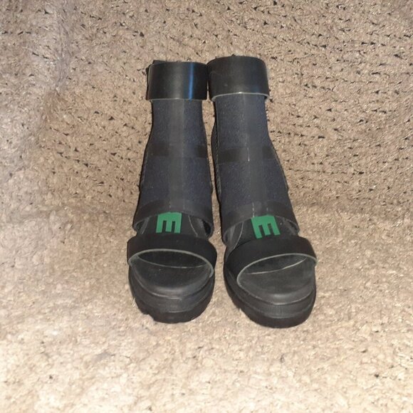 SOREL-Medina-Open Toe/Boot-Black Leather/Rubber/Nylon-Block Heel-Sz8.5-Near Mint - Picture 3 of 7